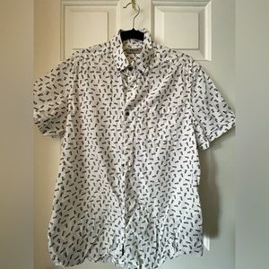 Kenneth Cole Reaction Mens Button Up Shirt Slim Fit Pineapple Print Size L